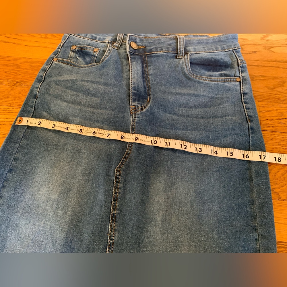 Vinizbena crossover waist slit front stretchy denim skirt size M - Picture 5 of 12